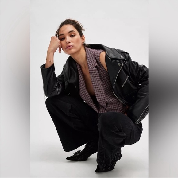 NWT Free People Amber Belted Plaid Vest in Pink Combo Sz XL - Picture 3 of 10